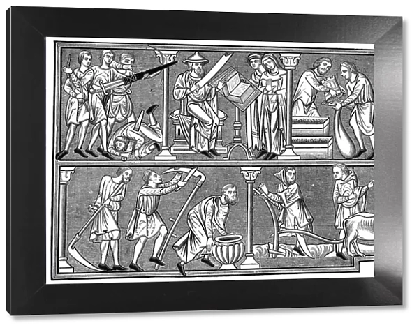 Scenes of medieval life, 13th century, (1870)