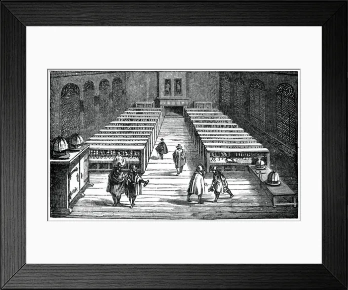 Framed Print : Library of the University of Leyden, Netherlands, 17th century, (1870)