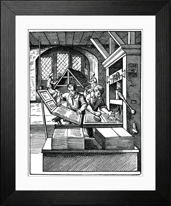 Framed Print : Printing Workshop, 16th century, (1870). Artist: Jost Amman Framed Print : Printing Workshop, 16th century, (1870). Artist: Jost Amman