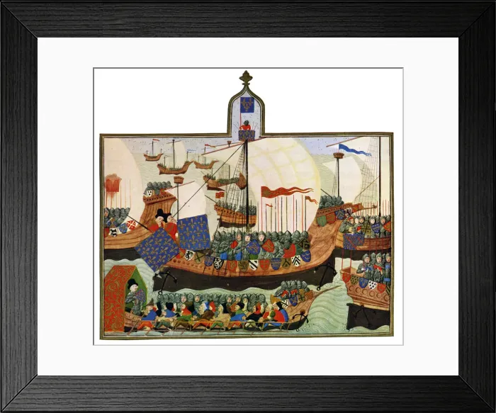 Framed Print : The Expedition of the French and Genoese to Barbary, 15th Century. Artist: Master of the Harley Froissart Framed Print : The Expedition of the French and Genoese to Barbary, 15th Century. Artist: Master of the Harley Froissart