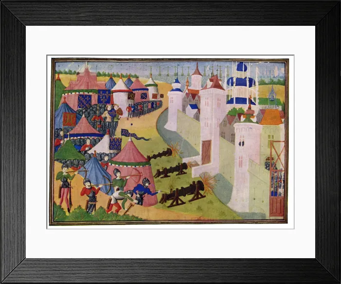 Framed Print : The Assault on the Strong Town of Afrique, 15th Century. Artist: Master of the Harley Froissart Framed Print : The Assault on the Strong Town of Afrique, 15th Century. Artist: Master of the Harley Froissart