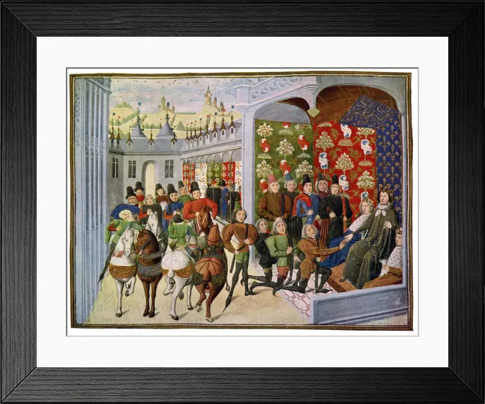 Framed Print : King Henry VI of France Receives the English Envoys, 15th Century. Artist: Master of the Harley Froissart Framed Print : King Henry VI of France Receives the English Envoys, 15th Century. Artist: Master of the Harley Froissart