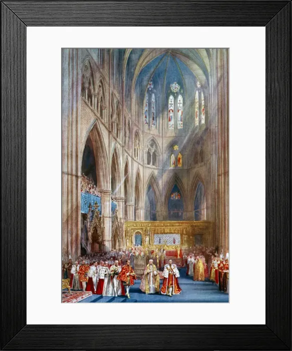 Framed Print : The Recognition, George VIs coronation ceremony, Westminster Abbey, London, 12 May 1937. Artist: Henry Charles Brewer Framed Print : The Recognition, George VIs coronation ceremony, Westminster Abbey, London, 12 May 1937. Artist: Henry Charles Brewer