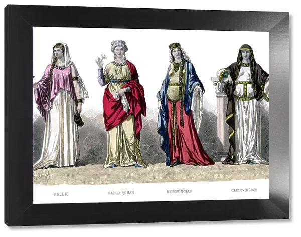 French costume: Gallic, Gallo Roman, Merovingian, Carlovingian, (1882)