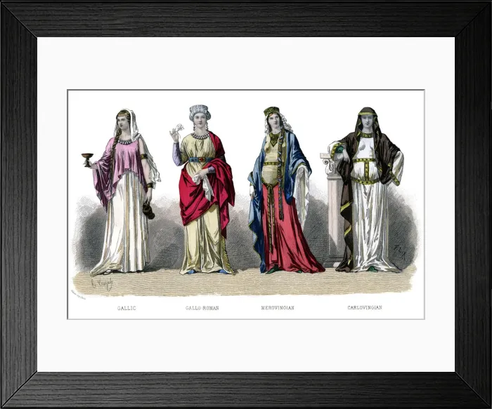 Framed Print : French costume: Gallic, Gallo Roman, Merovingian, Carlovingian, (1882) Framed Print : French costume: Gallic, Gallo Roman, Merovingian, Carlovingian, (1882)