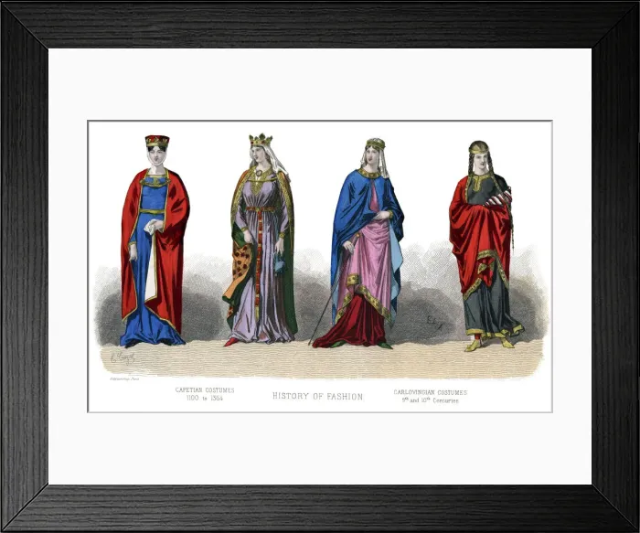 Framed Print : French costume: Capetian, Carlovingian, (1882) Framed Print : French costume: Capetian, Carlovingian, (1882)