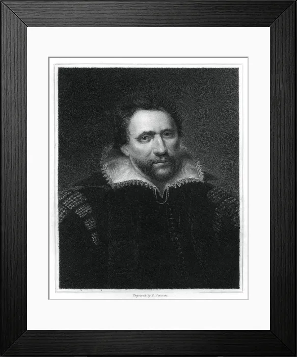 Framed Print : Benjamin Jonson, English Renaissance dramatist, poet and actor, (1834). Artist: E Scriven