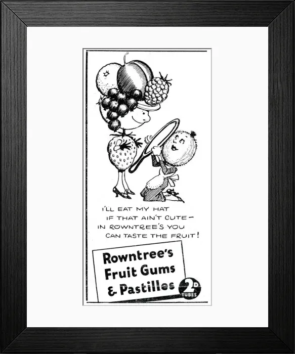 Framed Print : Rowntrees Fruit Gums and Pastilles, 1938 Framed Print : Rowntrees Fruit Gums and Pastilles, 1938