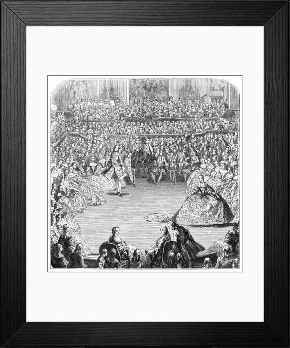 Framed Print : Minuet Dancer And The King, 1754, (1885). Artist: Charles Nicolas Cochin Framed Print : Minuet Dancer And The King, 1754, (1885). Artist: Charles Nicolas Cochin