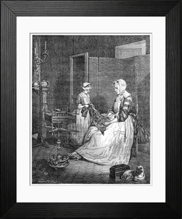 Framed Print : The Diligent Mother, 1740, (1885) Framed Print : The Diligent Mother, 1740, (1885)