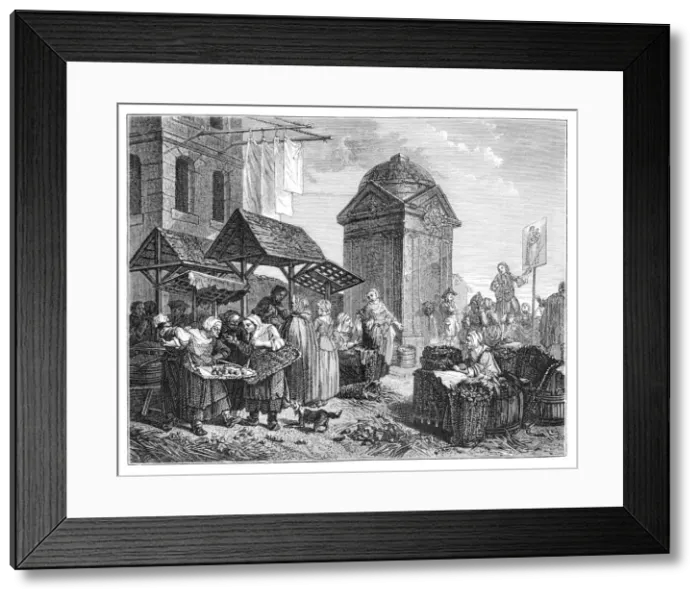 Framed Print : The Market At Maubert, (1885). Artist: Jeaurat Framed Print : The Market At Maubert, (1885). Artist: Jeaurat