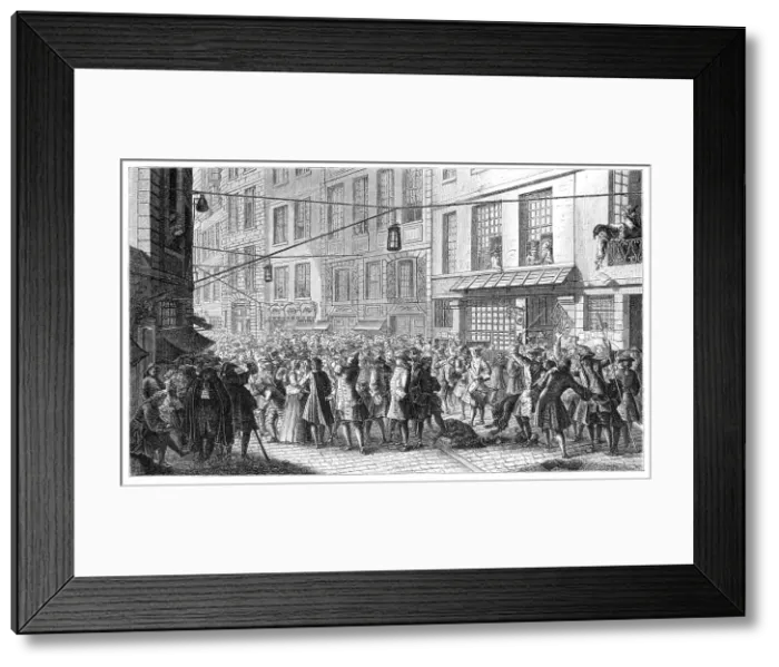 Framed Print : Quincampoix Street, Paris, 1718, (1885). Artist: Gaspard Duchange Framed Print : Quincampoix Street, Paris, 1718, (1885). Artist: Gaspard Duchange