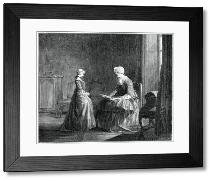 Framed Print : The Good Education, 1753, (1885). Artist: Jacques Philippe Le Bas Framed Print : The Good Education, 1753, (1885). Artist: Jacques Philippe Le Bas