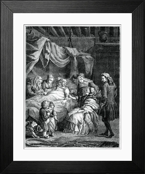 Framed Print : The Lady Receives Charity, (1885). Artist: Eisen Framed Print : The Lady Receives Charity, (1885). Artist: Eisen