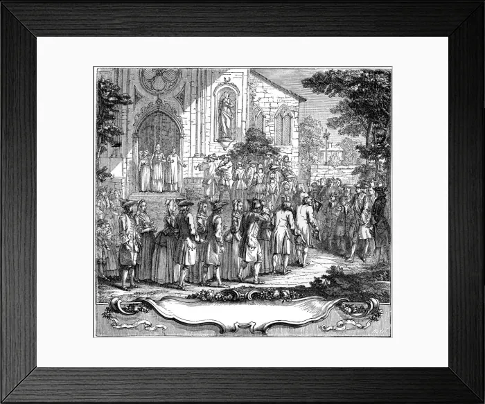 Framed Print : Marriage Of Ten Poor Girls, 1761, (1885). Artist: Hubert Francois Gravelot Framed Print : Marriage Of Ten Poor Girls, 1761, (1885). Artist: Hubert Francois Gravelot