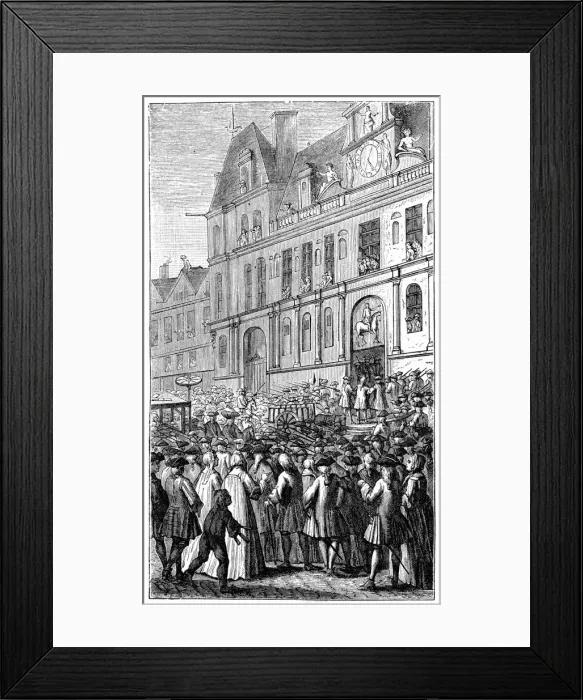 Framed Print : Gathering Outside The Town Hall, (1885). Artist: Bonnart Framed Print : Gathering Outside The Town Hall, (1885). Artist: Bonnart