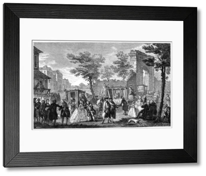 Framed Print : Portrait Of French Fashion, (1885). Artist: Augustin de Saint-Aubin Framed Print : Portrait Of French Fashion, (1885). Artist: Augustin de Saint-Aubin