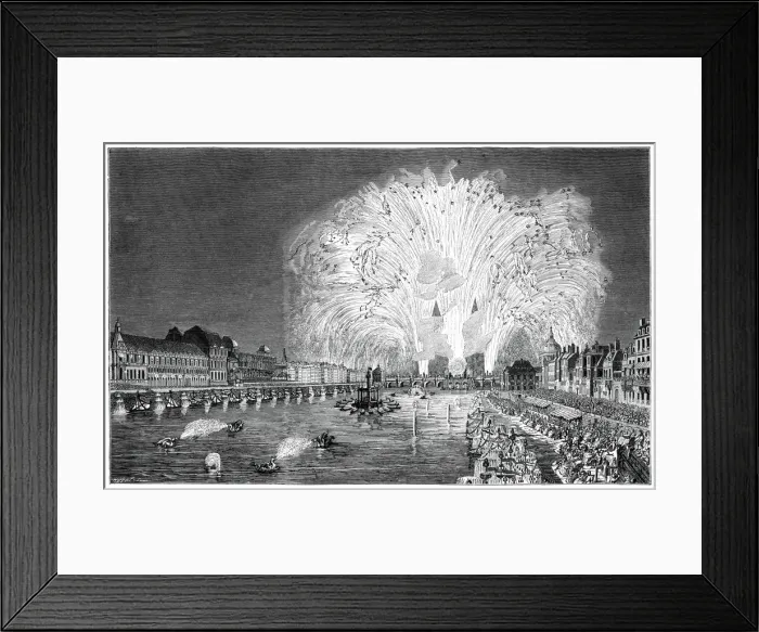 Framed Print : Fireworks On The Bridge, Paris, 1754, (1885) Framed Print : Fireworks On The Bridge, Paris, 1754, (1885)