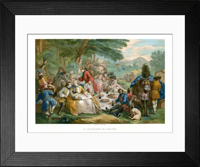 Framed Print : Hunt Breakfast, 1737, (1885). Artist: Urrabieta Framed Print : Hunt Breakfast, 1737, (1885). Artist: Urrabieta