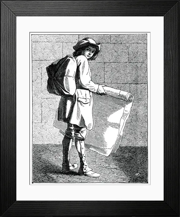 Framed Print : The Print Seller, 1737-1742. Artist: Bouchardon Framed Print : The Print Seller, 1737-1742. Artist: Bouchardon