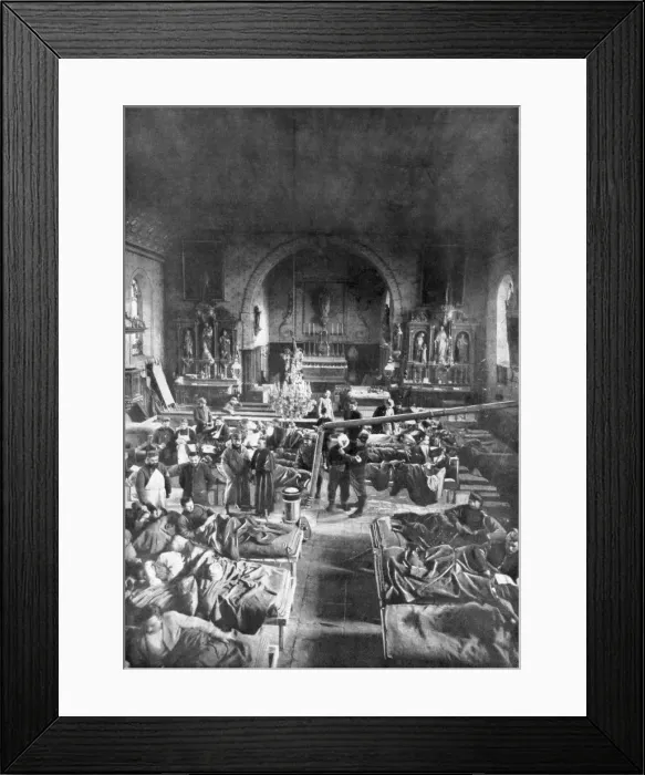 Framed Print : A field station at the front, in the nave of a rural church, World War I, 1915 Framed Print : A field station at the front, in the nave of a rural church, World War I, 1915