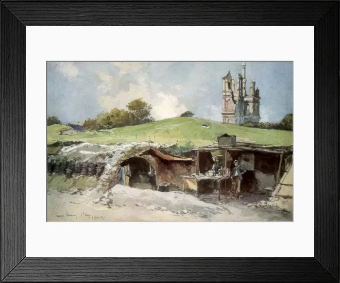 Framed Print : Rescue station at Mont St Eloi, Artois, France, 6 June 1915 (1926). Artist: Francois Flameng Framed Print : Rescue station at Mont St Eloi, Artois, France, 6 June 1915 (1926). Artist: Francois Flameng