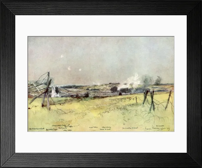 Framed Print : The Church of Ablain and Souchez, Artois, France, 19 June 1915, (1926). Artist: Francois Flameng Framed Print : The Church of Ablain and Souchez, Artois, France, 19 June 1915, (1926). Artist: Francois Flameng