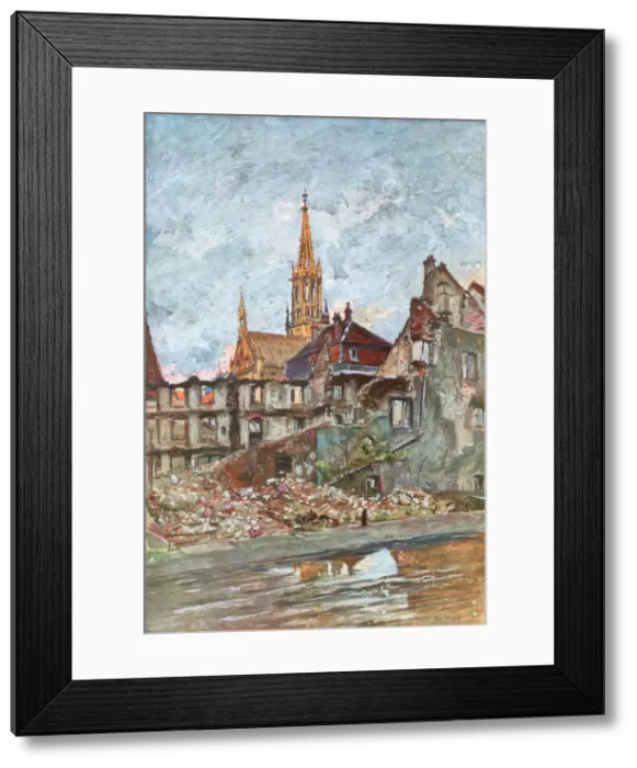 Framed Print : The Ruins of Thann, Alsace, 1915, (1926). Artist: Charles-Jules Duvent Framed Print : The Ruins of Thann, Alsace, 1915, (1926). Artist: Charles-Jules Duvent