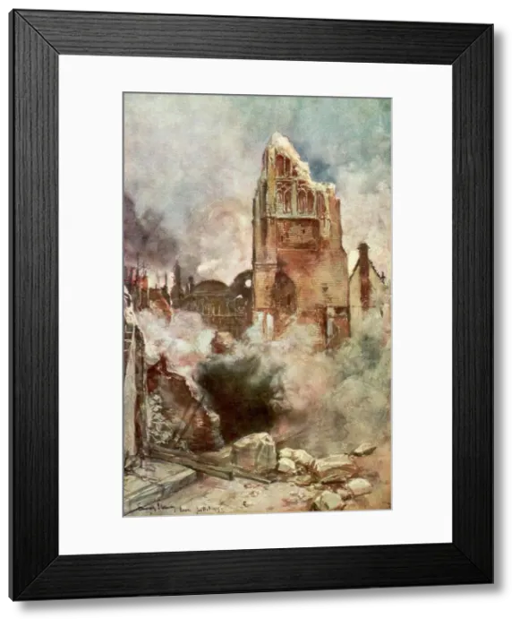 Framed Print : Bombardment of the Belfry, Arras, France, July 1915, (1926). Artist: Francois Flameng Framed Print : Bombardment of the Belfry, Arras, France, July 1915, (1926). Artist: Francois Flameng