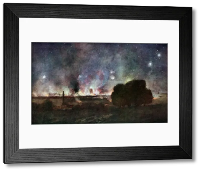 Framed Print : Arras on Fire at at Night, France, 5-6 July 1915, (1926). Artist: Francois Flameng Framed Print : Arras on Fire at at Night, France, 5-6 July 1915, (1926). Artist: Francois Flameng