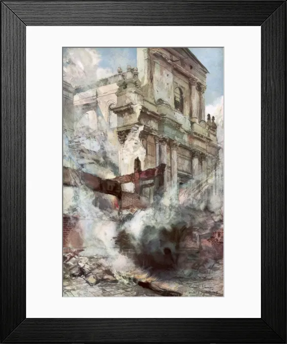 Framed Print : Arras Cathedral on Fire, France, 6 July 1915, (1926). Artist: Francois Flameng Framed Print : Arras Cathedral on Fire, France, 6 July 1915, (1926). Artist: Francois Flameng