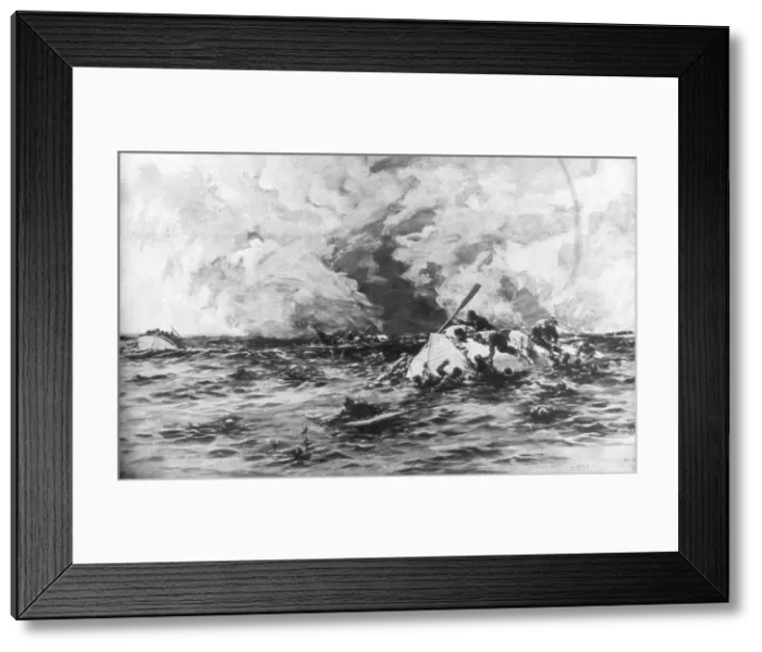 Framed Print : The lifeboats of RMS Lusitania, 7 May 1915, (1926). Artist: Samuel Begg Framed Print : The lifeboats of RMS Lusitania, 7 May 1915, (1926). Artist: Samuel Begg