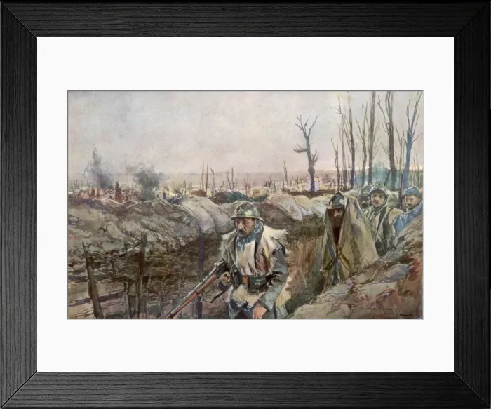 Framed Print : A French Trench in the Village of Souchez, Artois, France, 18 December 1915, (1926). Artist: Francois Flameng Framed Print : A French Trench in the Village of Souchez, Artois, France, 18 December 1915, (1926). Artist: Francois Flameng
