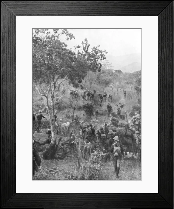 Framed Print : British troops in the bush on the borders of German East Africa, World War I, 1915 Framed Print : British troops in the bush on the borders of German East Africa, World War I, 1915
