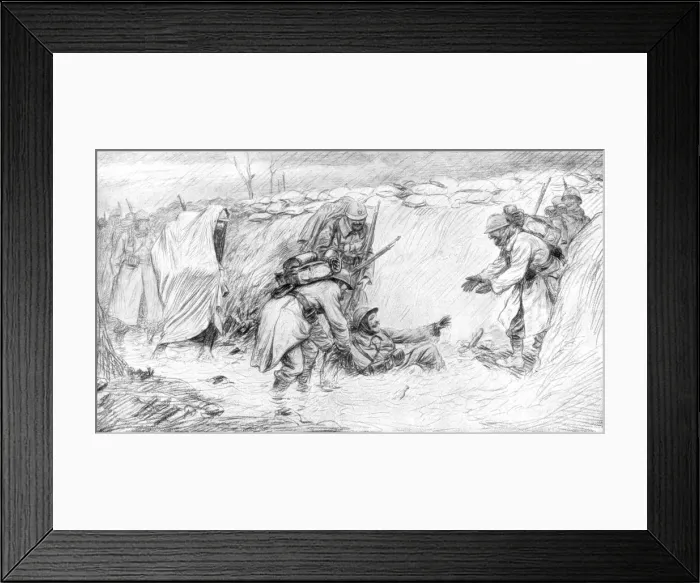 Framed Print : French soldiers seeing the funny side of falling in the mud, World War I, 1916, (1926) Framed Print : French soldiers seeing the funny side of falling in the mud, World War I, 1916, (1926)
