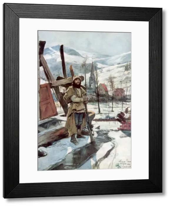 Framed Print : Standing Guard near Metzeral, Alsace, January 1916, (1926). Artist: Francois Flameng Framed Print : Standing Guard near Metzeral, Alsace, January 1916, (1926). Artist: Francois Flameng