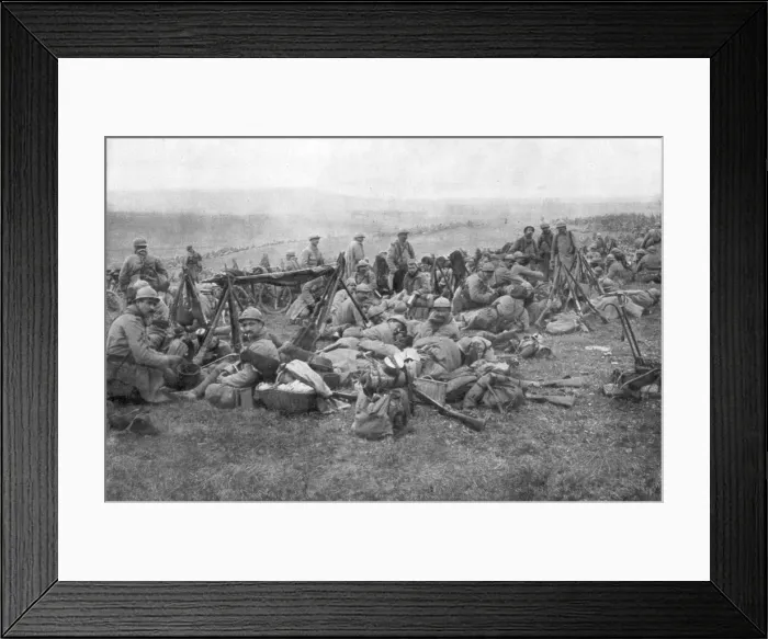 Framed Print : French troops at rest, Verdun, France, 1916 Framed Print : French troops at rest, Verdun, France, 1916