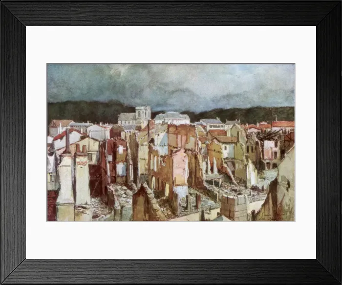 Framed Print : The Ruins of Verdun, June 1916, (1926). Artist: Francois Flameng Framed Print : The Ruins of Verdun, June 1916, (1926). Artist: Francois Flameng