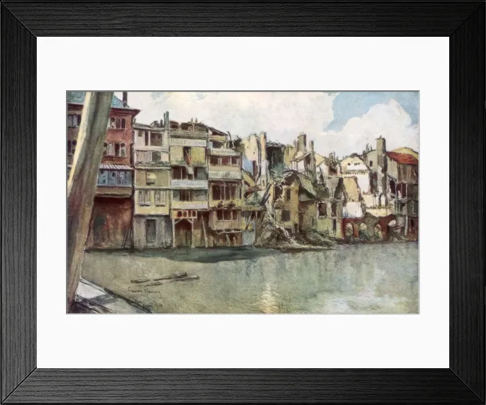 Framed Print : The Meuse River, Verdun, France, June 1916, (1926). Artist: Francois Flameng Framed Print : The Meuse River, Verdun, France, June 1916, (1926). Artist: Francois Flameng