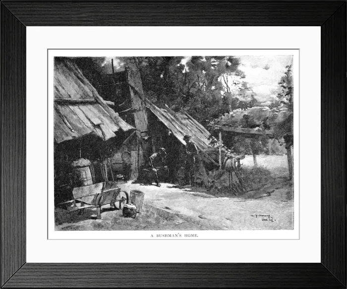 Framed Print : A Bushmans Home, Australia, 1886. Artist: William Thomas Smedley Framed Print : A Bushmans Home, Australia, 1886. Artist: William Thomas Smedley
