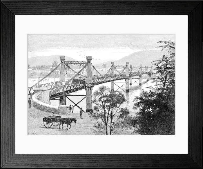 Framed Print : The Bridge, Rockhampton, Queensland, Australia, 1886. Artist: WC Fitler Framed Print : The Bridge, Rockhampton, Queensland, Australia, 1886. Artist: WC Fitler