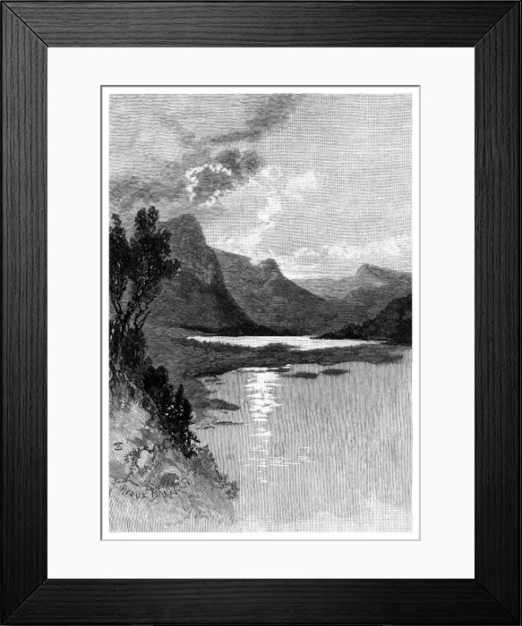 Framed Print : Valley Lake, Mount Gambier, South Australia, 1886. Artist: H Baker Framed Print : Valley Lake, Mount Gambier, South Australia, 1886. Artist: H Baker