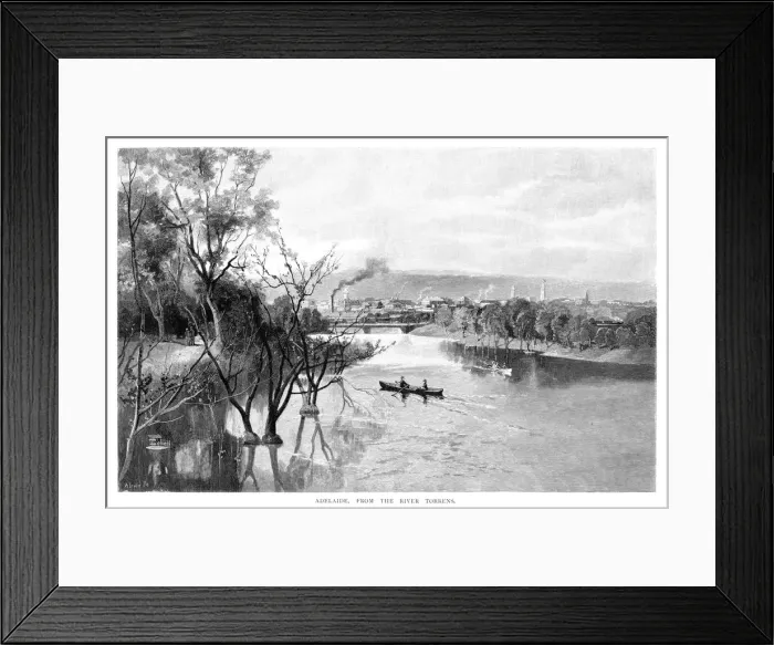 Framed Print : Adelaide, from the River Torrens, 1886 Framed Print : Adelaide, from the River Torrens, 1886