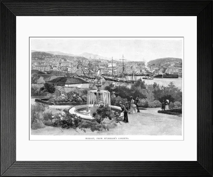 Framed Print : Hobart from McGregors Gardens, Tasmania, Australia, 1886. Artist: Albert Henry Fullwood Framed Print : Hobart from McGregors Gardens, Tasmania, Australia, 1886. Artist: Albert Henry Fullwood