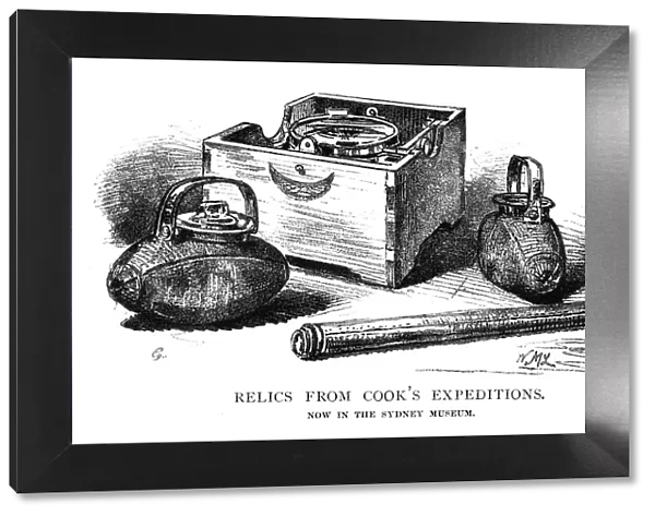 Relics from Cooks expeditions, 1886. Artist: W Macleod