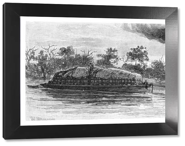 Wool barge on the River Darling, Australia, 1886