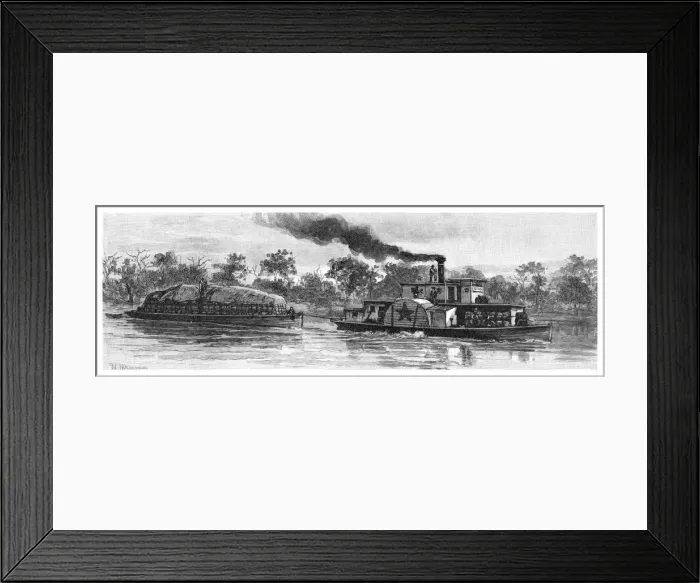 Framed Print : Wool barge on the River Darling, Australia, 1886