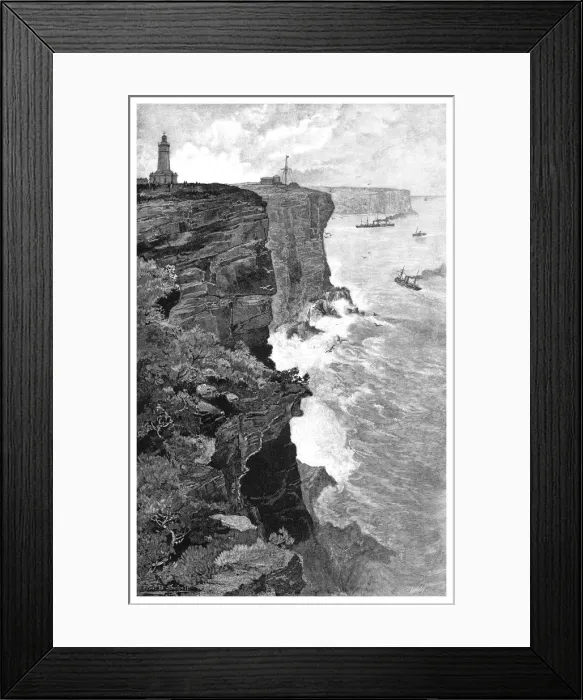 Framed Print : Sydney Heads from the south, New South Wales, Australia, 1886. Artist: Frederic B Schell Framed Print : Sydney Heads from the south, New South Wales, Australia, 1886. Artist: Frederic B Schell