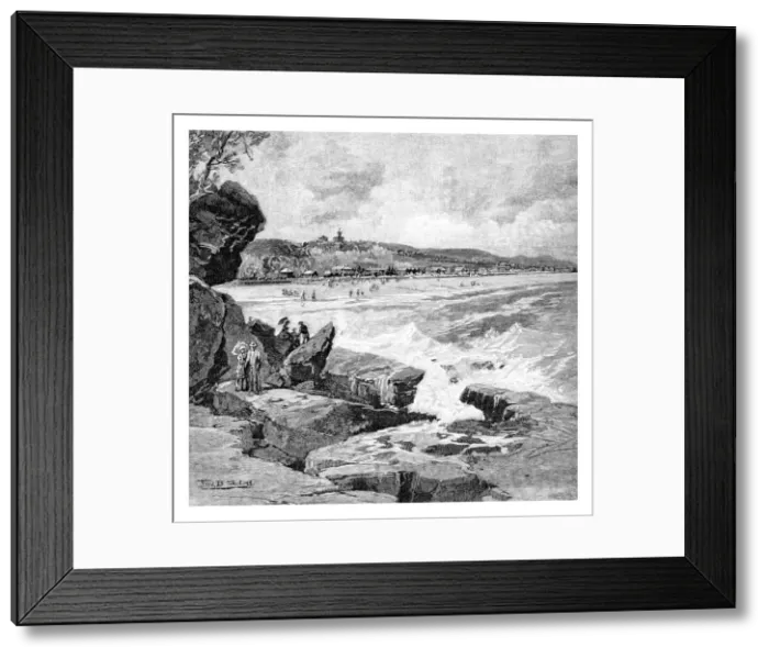 Framed Print : Ocean beach, Sydney, New South Wales, Australia, 1886. Artist: Frederic B Schell Framed Print : Ocean beach, Sydney, New South Wales, Australia, 1886. Artist: Frederic B Schell