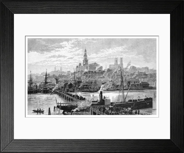 Framed Print : Darling harbour, from Pyrmont, Sydney, New South Wales, Australia, 1886. Artist: Frederic B Schell Framed Print : Darling harbour, from Pyrmont, Sydney, New South Wales, Australia, 1886. Artist: Frederic B Schell